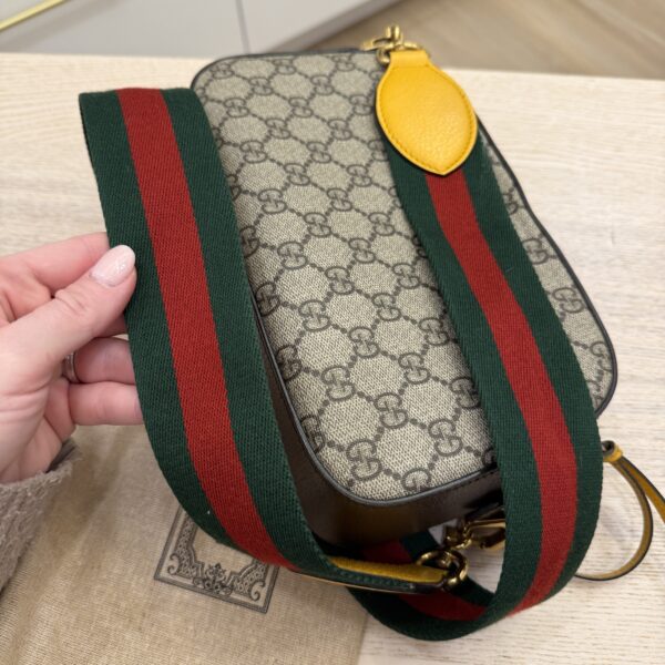 Gucci GG Supreme Monogram Neo Vintage Web Shoulder Bag Brown Yellow