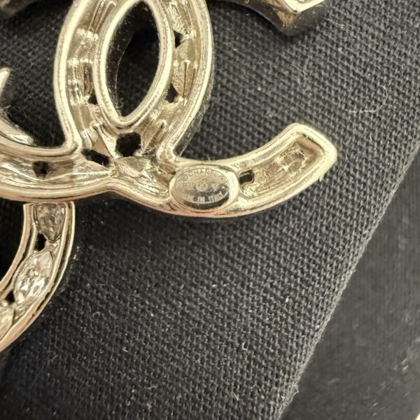 Chanel Silvertone Metal And Crystal Starfall CC Stud Earrings