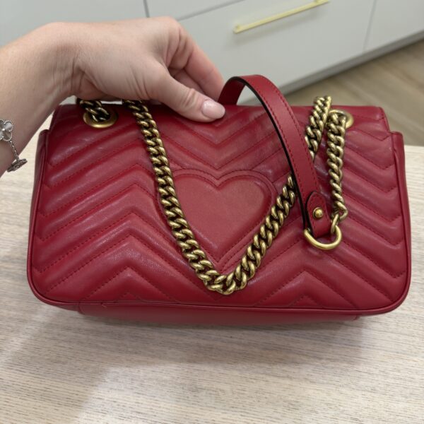 Gucci Matelasse Small GG Marmont Shoulder Bag Red