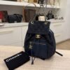 Chanel CC Drawstring Backpack Quilted Denim with Calfskin Medium