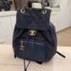 Chanel CC Drawstring Backpack Quilted Denim with Calfskin Medium