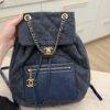 Chanel CC Drawstring Backpack Quilted Denim with Calfskin Medium