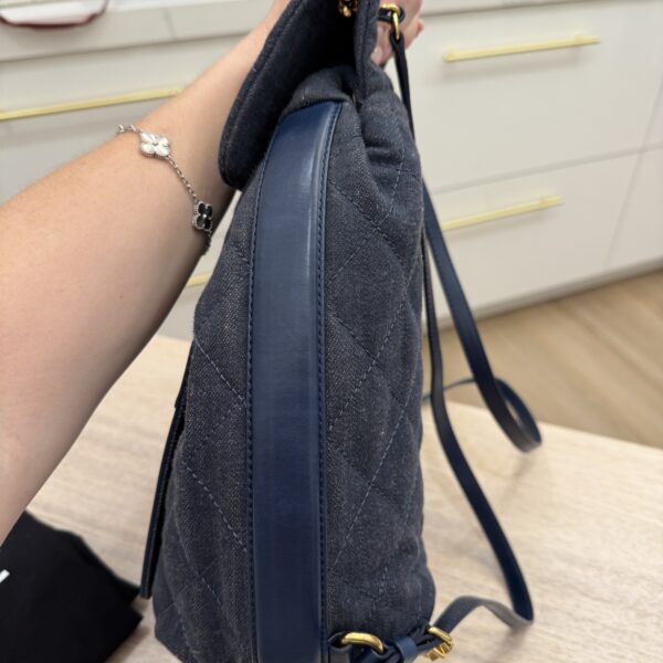 Chanel CC Drawstring Backpack Quilted Denim with Calfskin Medium