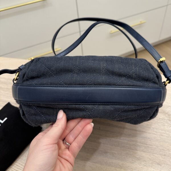 Chanel CC Drawstring Backpack Quilted Denim with Calfskin Medium