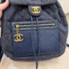Chanel CC Drawstring Backpack Quilted Denim with Calfskin Medium