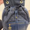 Chanel CC Drawstring Backpack Quilted Denim with Calfskin Medium