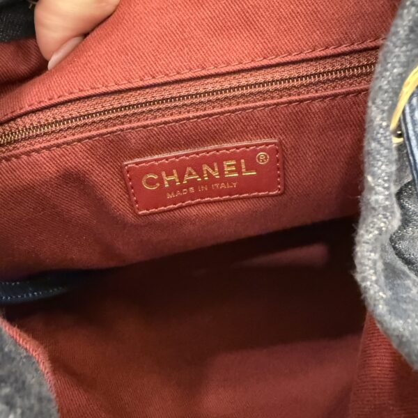 Chanel CC Drawstring Backpack Quilted Denim with Calfskin Medium