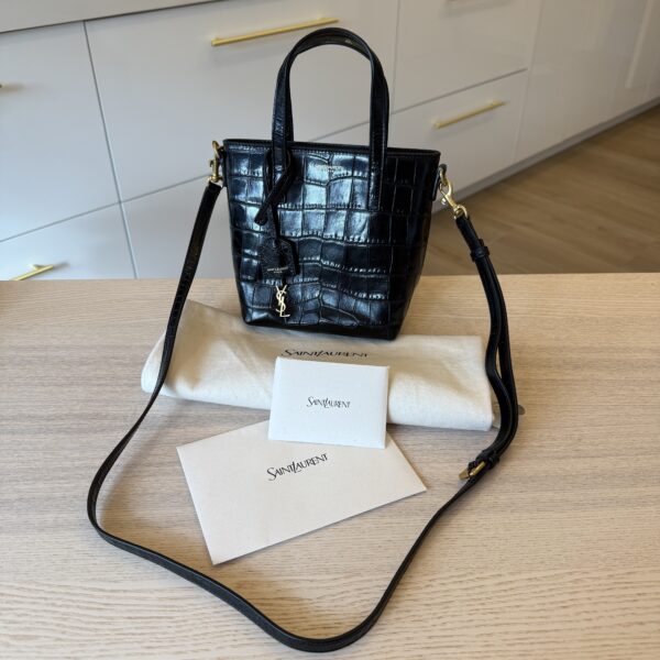 Saint Laurent (YSL) Paris Mini Toy Shopping Bag Croc Embossed