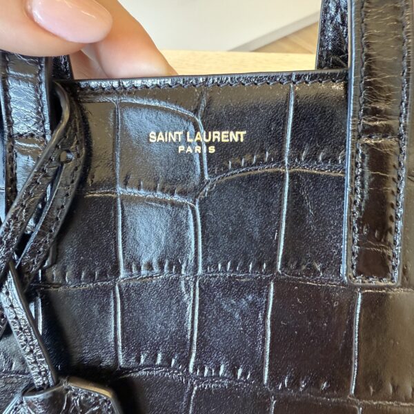 Saint Laurent (YSL) Paris Mini Toy Shopping Bag Croc Embossed