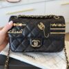 Chanel Lambskin Quilted Coco Clips Single Flap Black