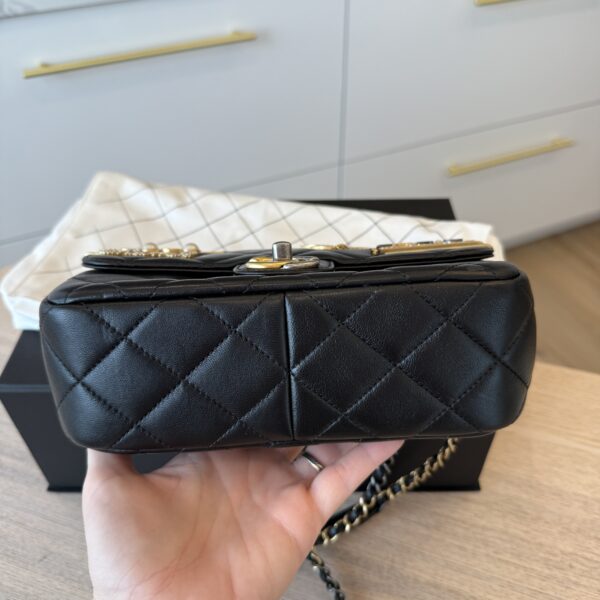 Chanel Lambskin Quilted Coco Clips Single Flap Black