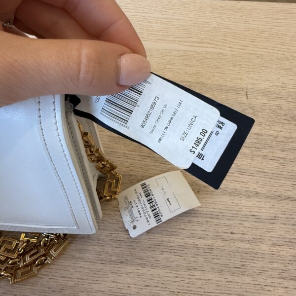 Versace Greca Goddess Leather Chain Wallet White