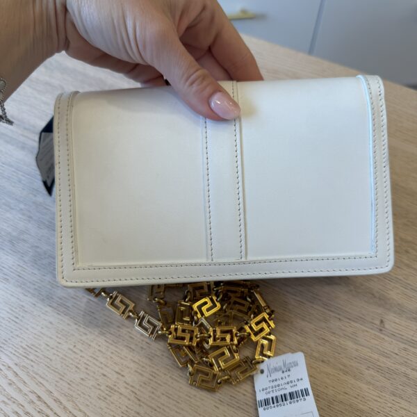 Versace Greca Goddess Leather Chain Wallet White