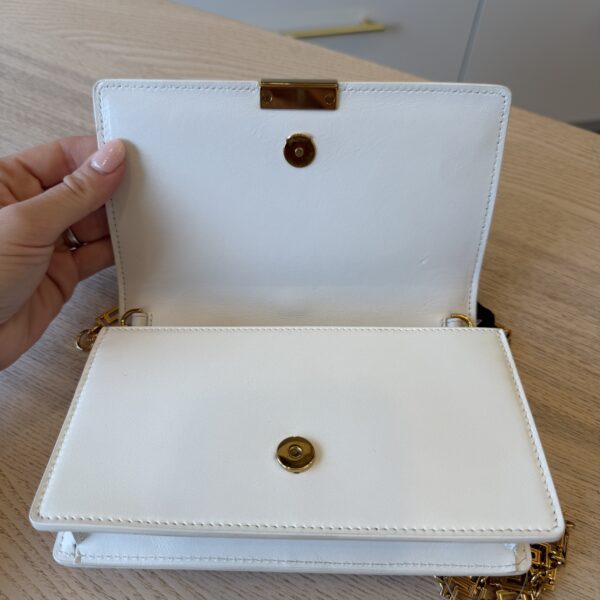 Versace Greca Goddess Leather Chain Wallet White