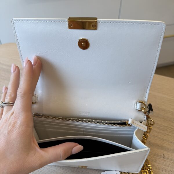 Versace Greca Goddess Leather Chain Wallet White