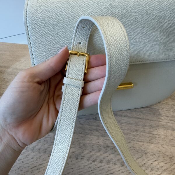 Tom Ford Tara Medium Crossbody in Grained Leather with Leather Strap Chalk