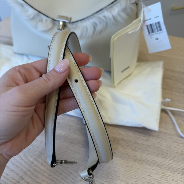 Toteme T-Lock Leather Clutch Crossbody Shearling Naturale