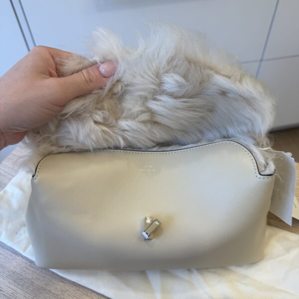 Toteme T-Lock Leather Clutch Crossbody Shearling Naturale