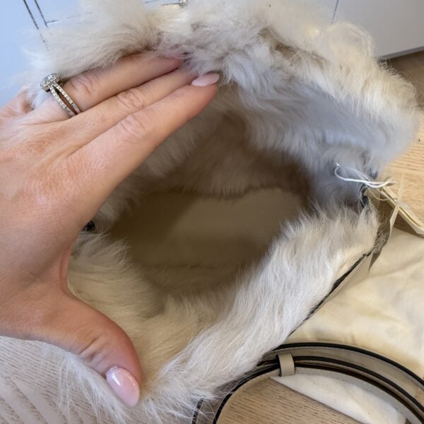 Toteme T-Lock Leather Clutch Crossbody Shearling Naturale