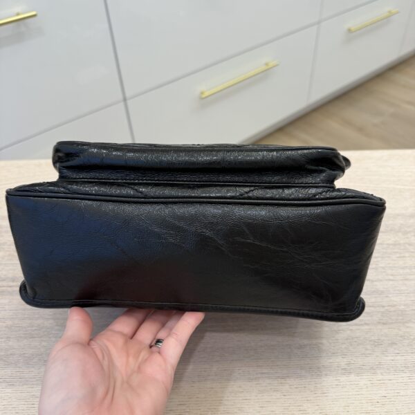 Saint Laurent (YSL) Crinkled Calfskin Matelasse Monogram Medium Niki Chain Satchel Black