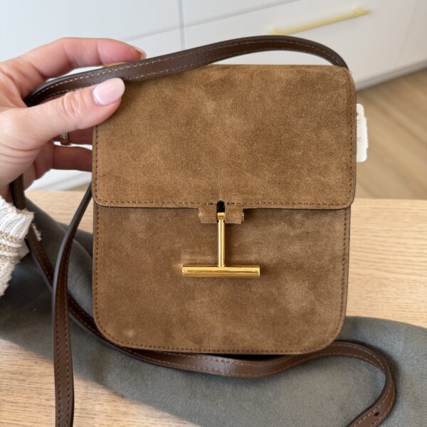 Tom Ford Mini Tara Strap Bag Suede Whiskey