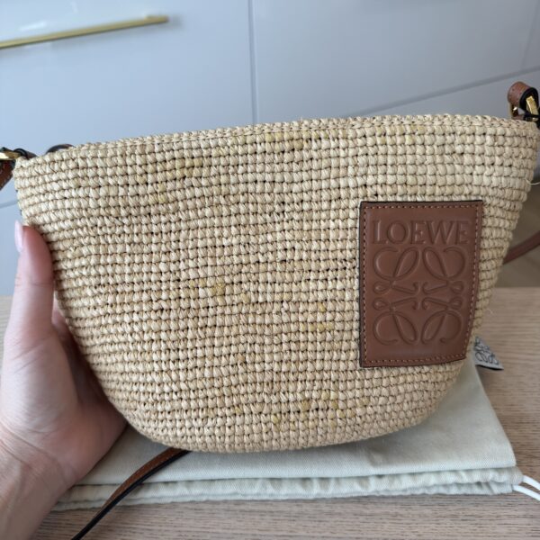 Loewe Slit Pochette Bag in Raffia and Calfskin