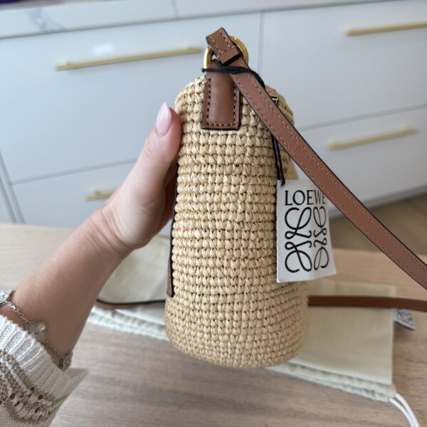 Loewe Slit Pochette Bag in Raffia and Calfskin