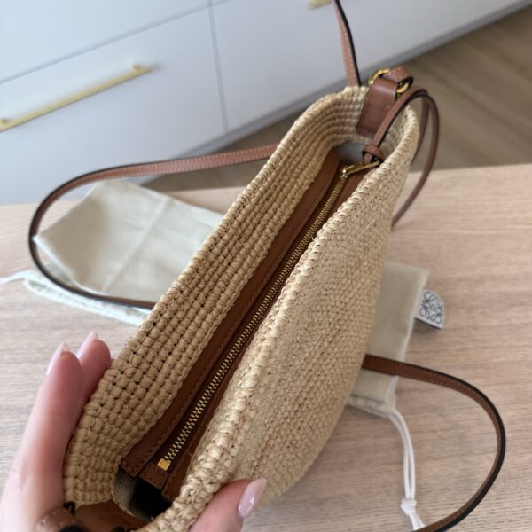 Loewe Slit Pochette Bag in Raffia and Calfskin