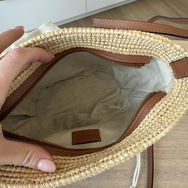 Loewe Slit Pochette Bag in Raffia and Calfskin