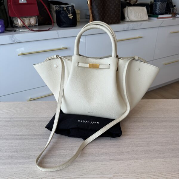 DeMellier Midi New York Leather Tote Bag Ivory