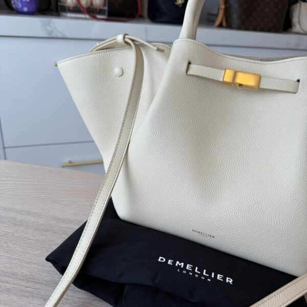 DeMellier Midi New York Leather Tote Bag Ivory