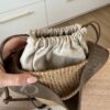 Chloe X MIFUKO Raffia Calfskin Small Woody Basket Shoulder Bag Dark Nut