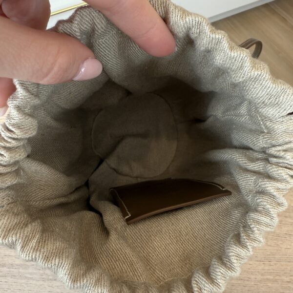 Chloe X MIFUKO Raffia Calfskin Small Woody Basket Shoulder Bag Dark Nut