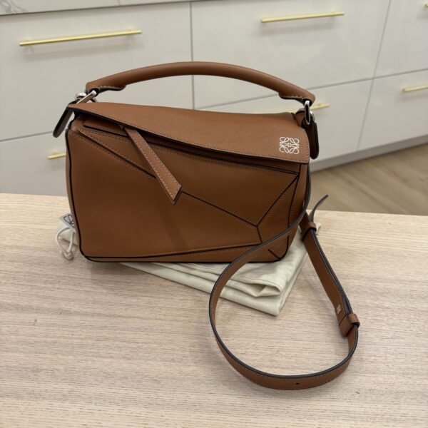 Loewe Calfskin Small Puzzle Bag Tan
