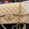 Chanel Lambskin Quilted Jumbo Double Flap Beige Claire Gold Hardware