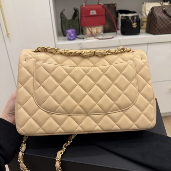 Chanel Lambskin Quilted Jumbo Double Flap Beige Claire Gold Hardware