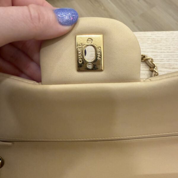 Chanel Lambskin Quilted Jumbo Double Flap Beige Claire Gold Hardware