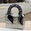 Christian Dior Metallic Grained Calfskin Cannage Small Lady Dior Silver and Silver Hardware