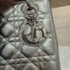 Christian Dior Metallic Grained Calfskin Cannage Small Lady Dior Silver and Silver Hardware