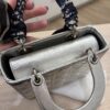 Christian Dior Metallic Grained Calfskin Cannage Small Lady Dior Silver and Silver Hardware