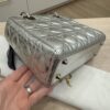Christian Dior Metallic Grained Calfskin Cannage Small Lady Dior Silver and Silver Hardware