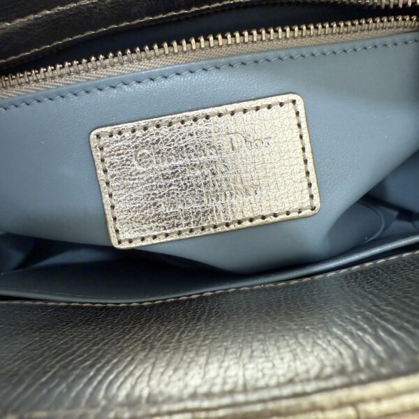 Christian Dior Metallic Grained Calfskin Cannage Small Lady Dior Silver and Silver Hardware