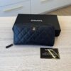 Chanel Caviar Quilted Large Gusset Zip Around Wallet Black