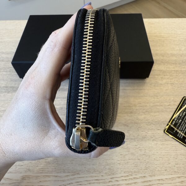 Chanel Caviar Quilted Large Gusset Zip Around Wallet Black