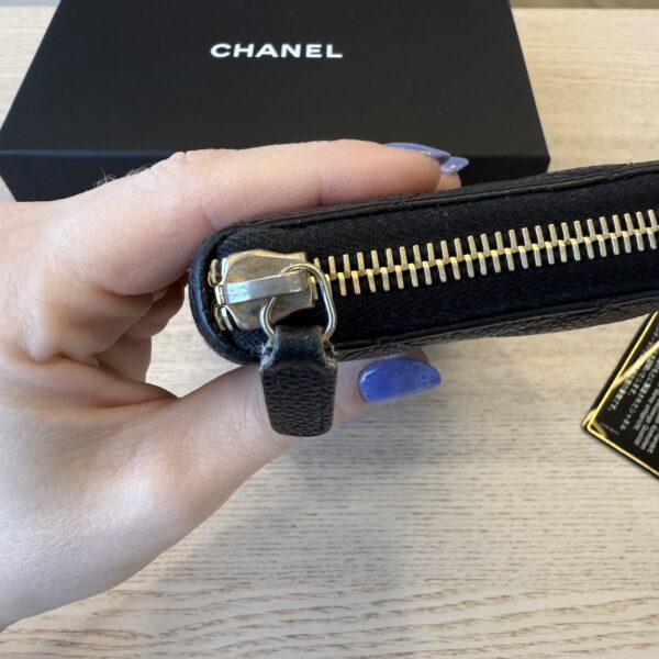 Chanel Caviar Quilted Large Gusset Zip Around Wallet Black