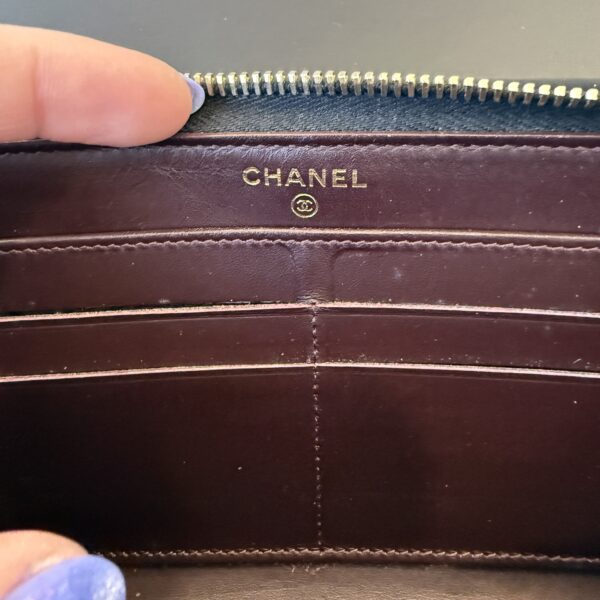 Chanel Caviar Quilted Large Gusset Zip Around Wallet Black