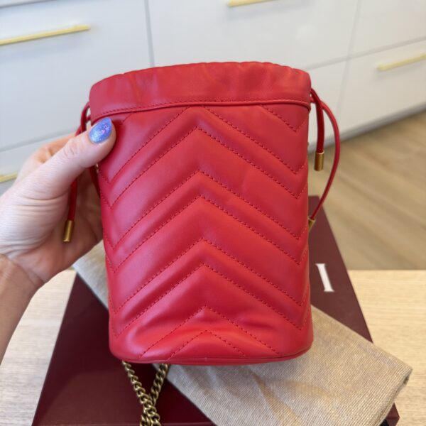 Gucci Matelasse Mini GG Marmont 2.0 Bucket Bag Red
