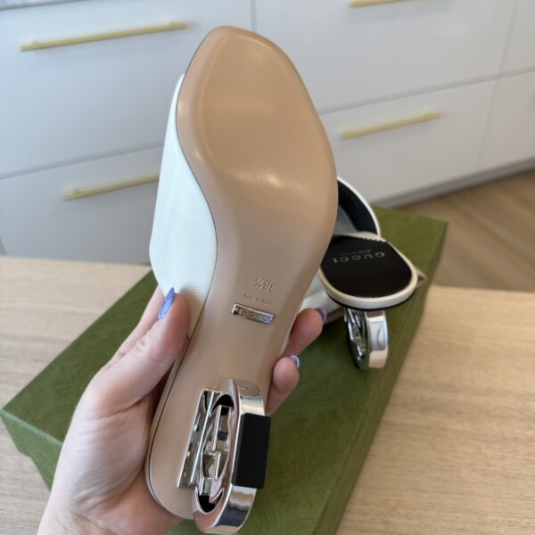 Gucci Women's Interlocking G High Heel Sandals Ivory Size 38.5