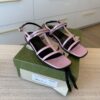 Gucci Calfskin Horsebit Divine Slingback Sandals 37 Pink