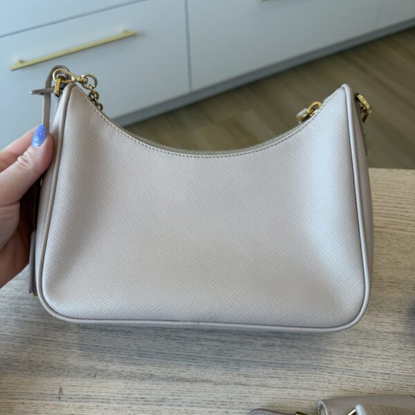 Prada Saffiano Lux Re-Edition 2005 Shoulder Bag Beige